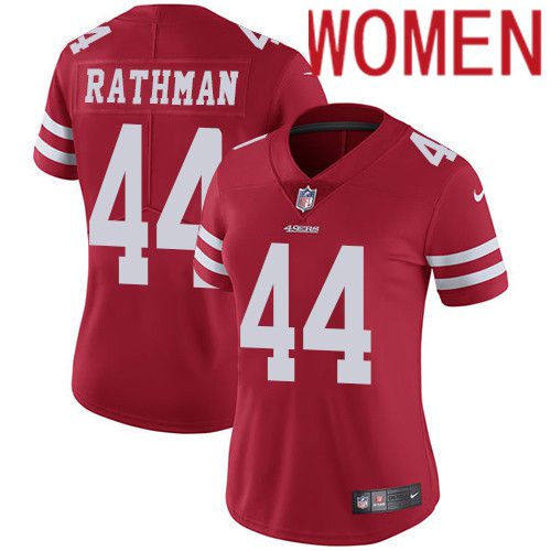 Women San Francisco 49ers #44 Tom Rathman Nike Red Vapor Limited NFL Jersey->women nfl jersey->Women Jersey